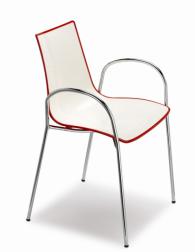 Дизайнерски стол бял с червен кант